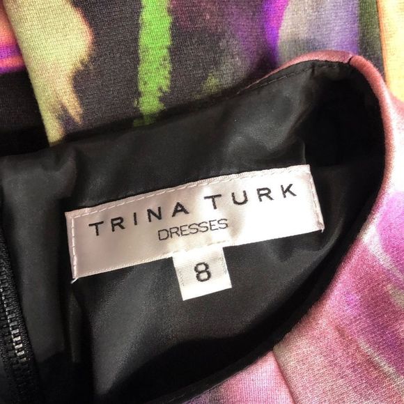 Trina Turk Watercolor Elbow Sleeve Sheath Dress - Picture 8 of 11